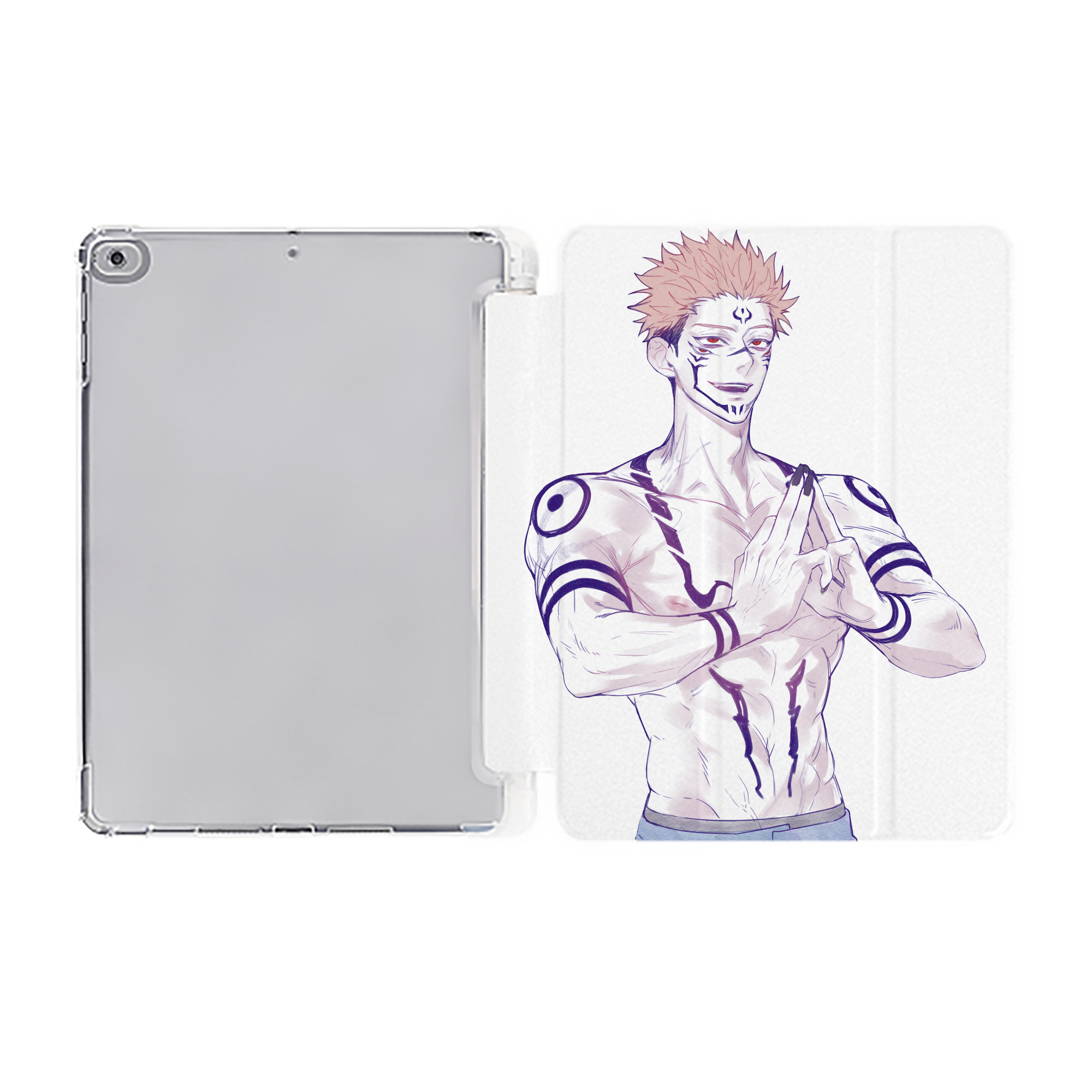 （画像用） 呪術廻戦 Jujutsu Kaisen IPad ケース ペン収納付き 三つ折りスタンド PUレザー×シリコン 対応機種9.5/10.5/10.9インチ